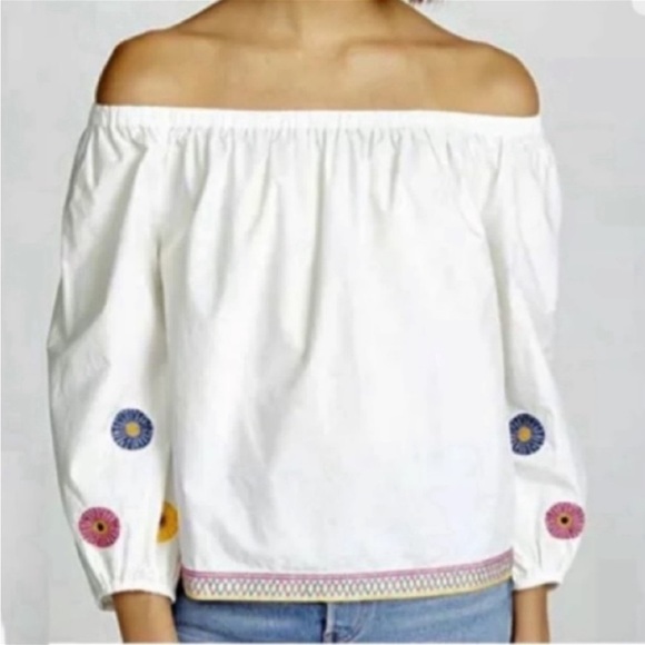 Madewell Tops - Madewell White Boho Off Shoulder Floral Top - NWT